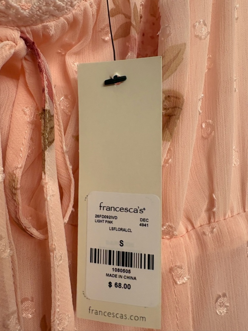 Francesca's Collections Pale Pink Sheer Floral Top - Picture 4 of 4